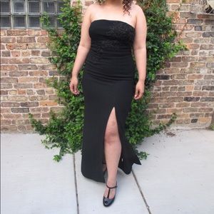 Strapless Black Beaded Evening Gown with tags!